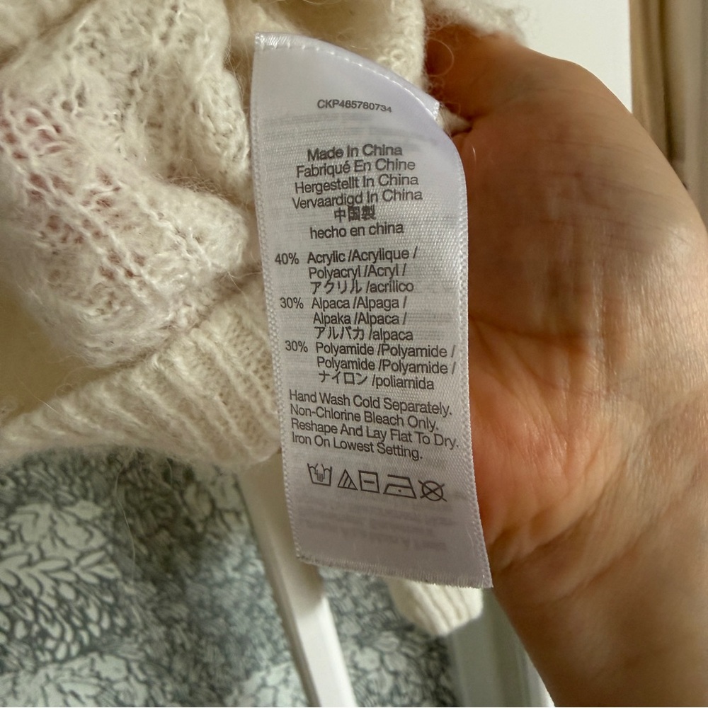 Madewell Cream V-Neck Button Front Women's Cardigan Size Large - Picture 3 of 5